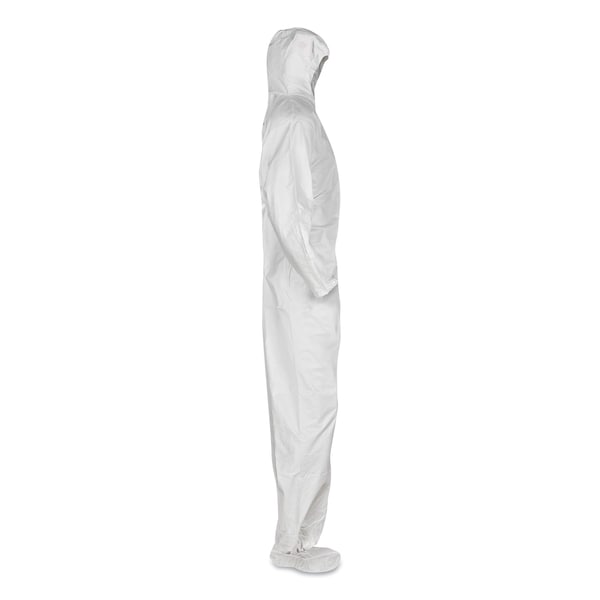 Disposable Coveralls, SMS Fabric, Elastic Ankle, Serged Seam, White, 20 PK